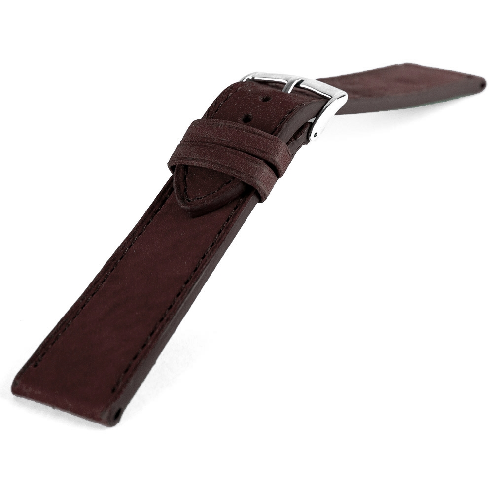 LIC Nubuck Bull Skin Watch Strap Chocolate Brown