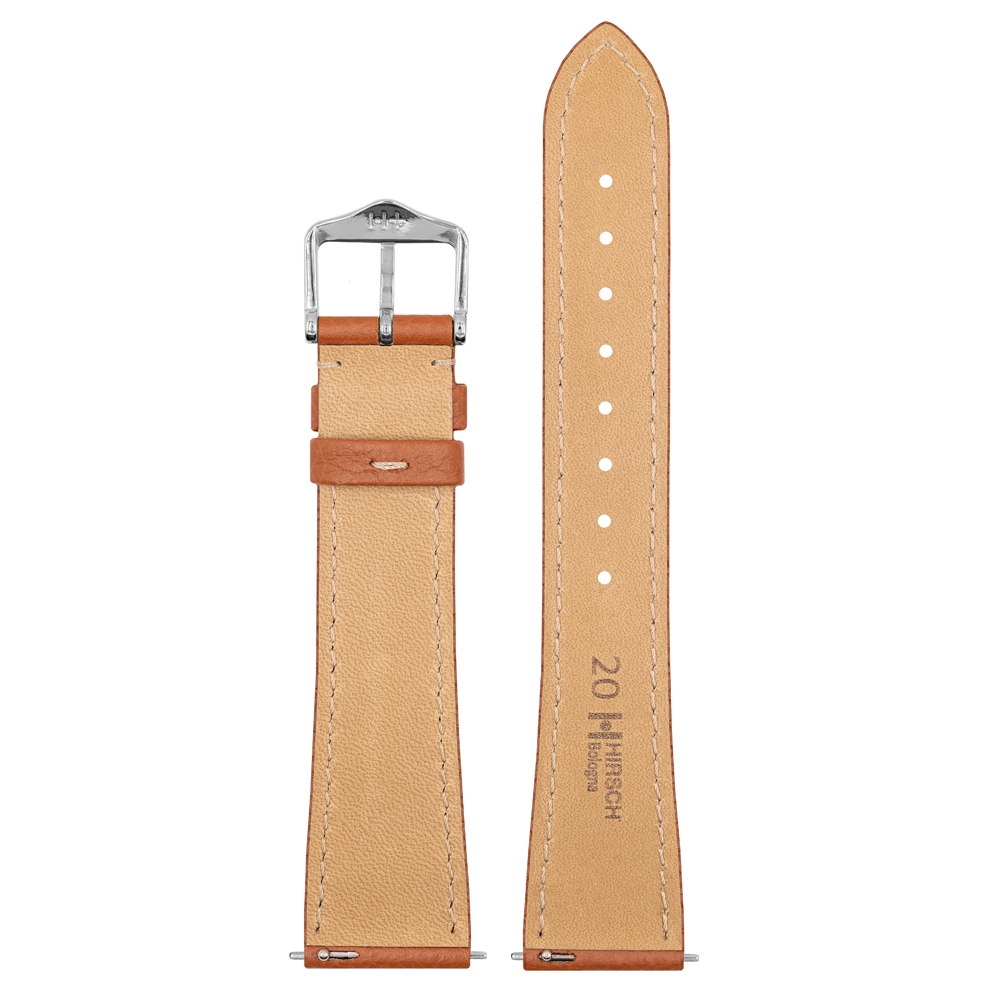 Hirsch Bologna Watch Strap Structured Epsom Calf Skin Golden Brown