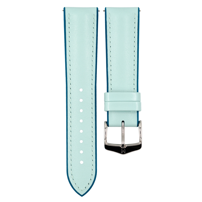 Hirsch Lindsey Performance Watch Strap Tiffany Blue Leather / Petrol Caoutchouc