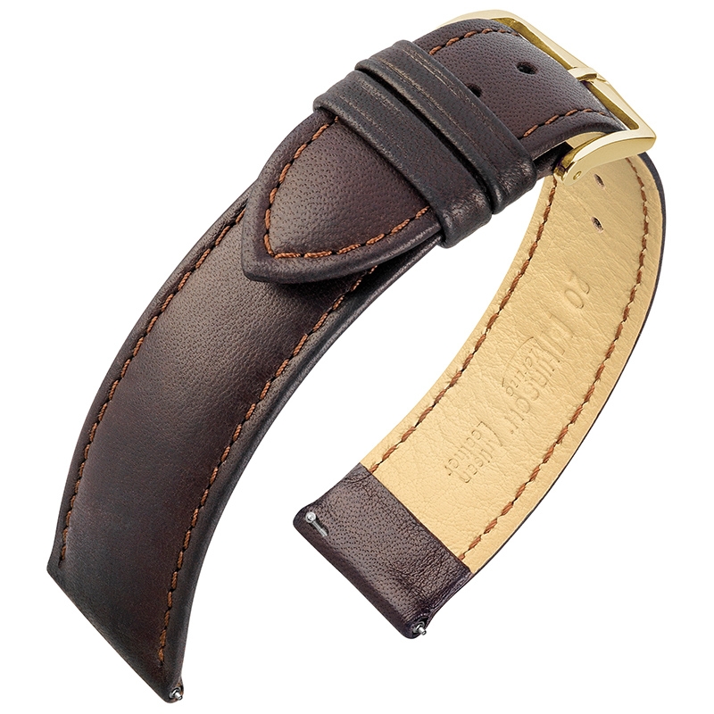 Hirsch Merino Artisan Watch Band Nappa Leather Dark Brown