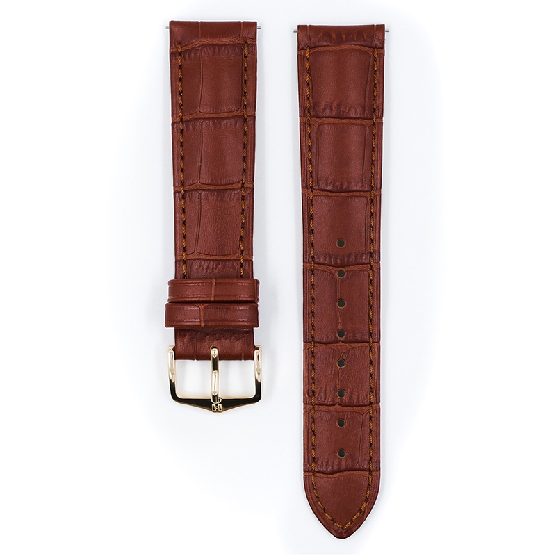 Hirsch Duke Watch Band Alligatorgrain Golden Brown