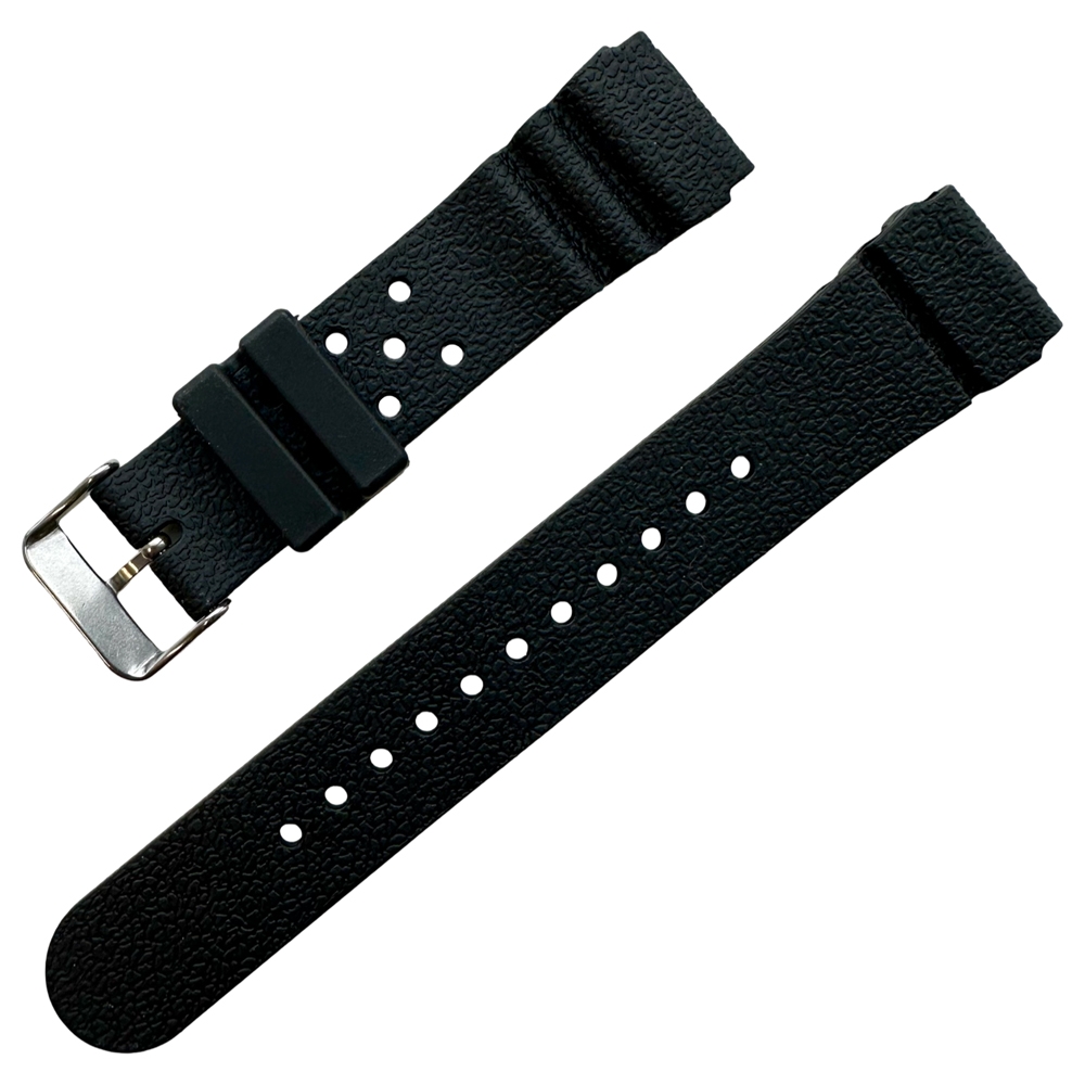 Seiko Style Flat Vent GL831 PU Strap Watch Strap Black - 22mm