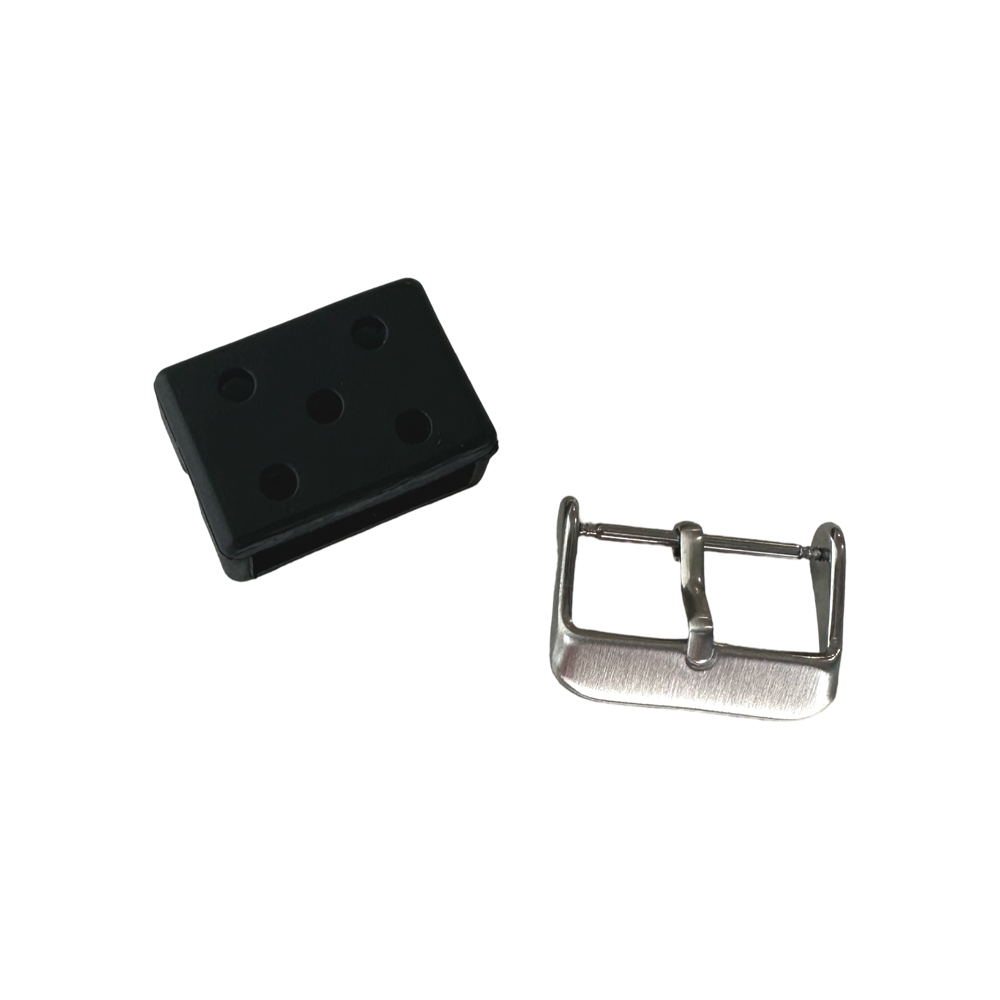 Seiko Style Flat Vent GL831 PU SS Strap Watch Strap Black - 22mm