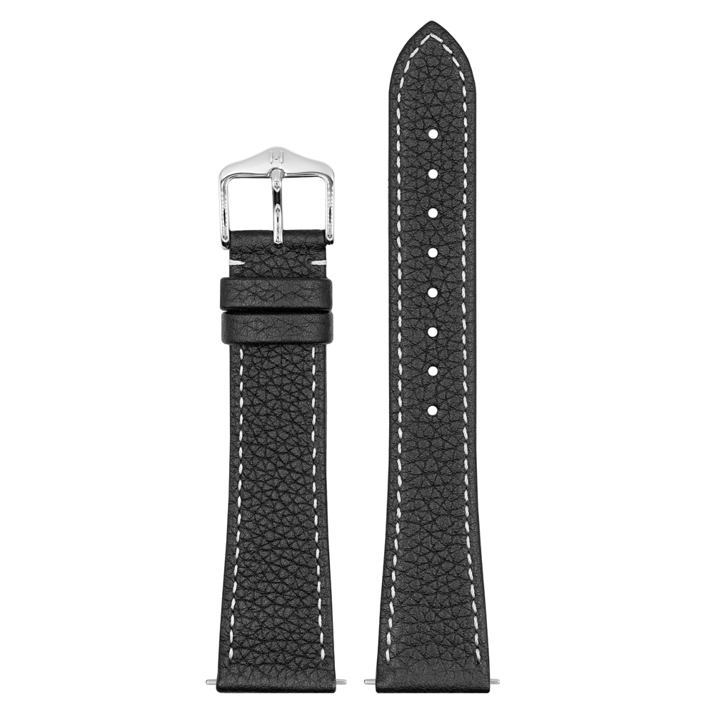 Hirsch Bologna Watch Strap Structured Epsom Calf Skin Black