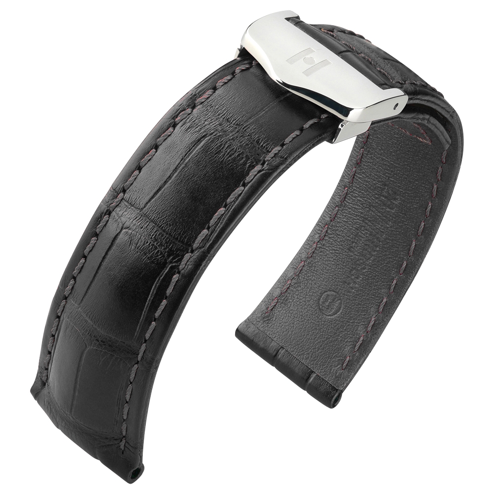 Watch Strap for TAG Heuer Folding Clasp - Hirsch Speed Louisiana Alligator Black
