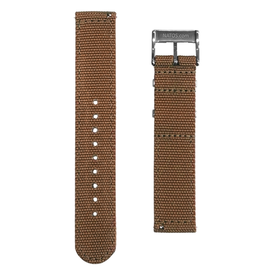 Brown Canvas Like NATO Nylon Two Piece Strap