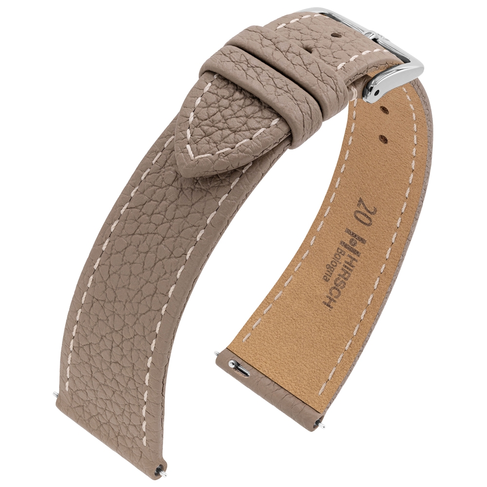 Hirsch Bologna Watch Strap Structured Epsom Calf Skin Taupe
