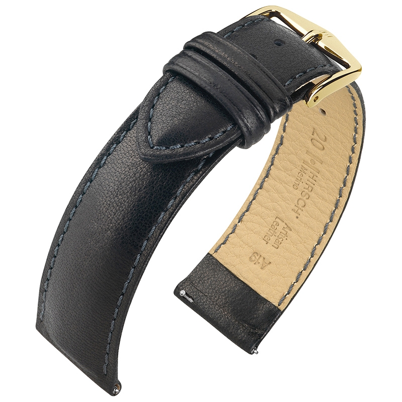 Hirsch Merino Artisan Watch Band Nappa Leather Black