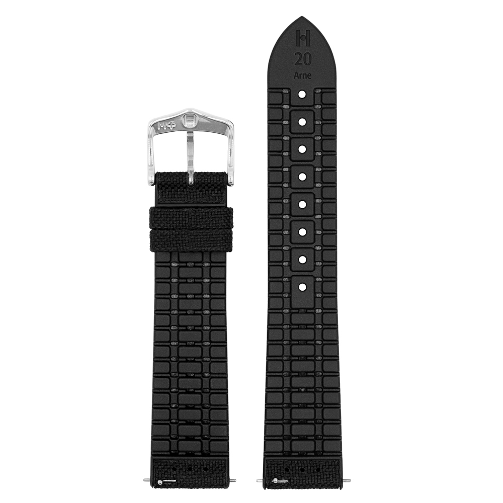 Hirsch Arne Performance Recycled Watch Strap Black PET / Black Rubber