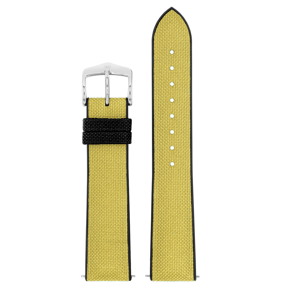 Hirsch Arne Performance Recycled Watch Strap Yellow PET / Black Rubber